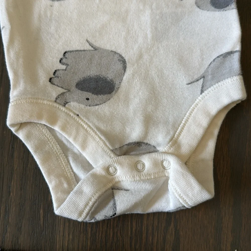Old Navy Elephant Print Baby Bodysuit | 0-3M